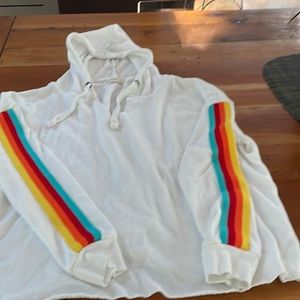 Ocean drive small sweatshirt with rainbow sleeves